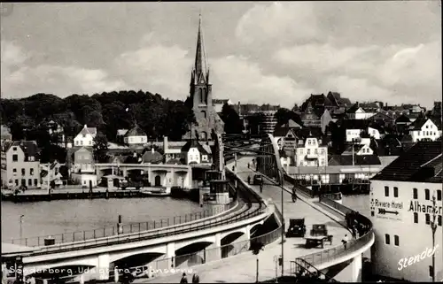 Ak Sønderborg Sonderburg Dänemark, Udsigt fra Skanserne, Brücke, Kirche