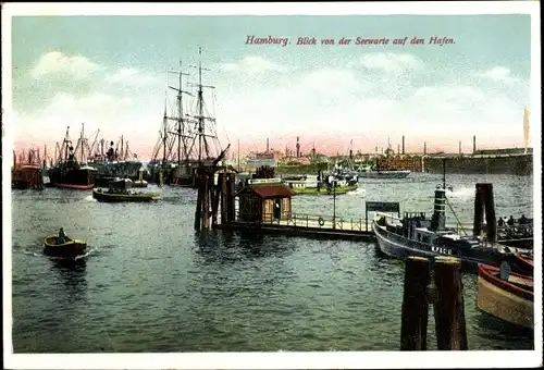 Ak Hamburg, Blick von der Seewarte auf den Hafen
