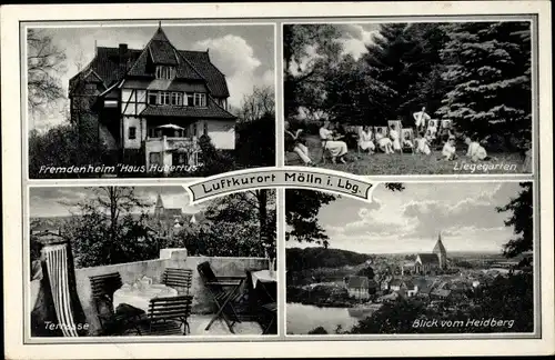 Ak Mölln im Herzogtum Lauenburg, Fremdenheim Haus Hubertus, Blick vom Heidberg