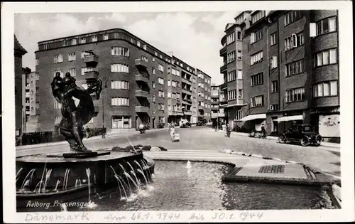 Ak Aalborg Dänemark, Prinsensgade, Brunnen