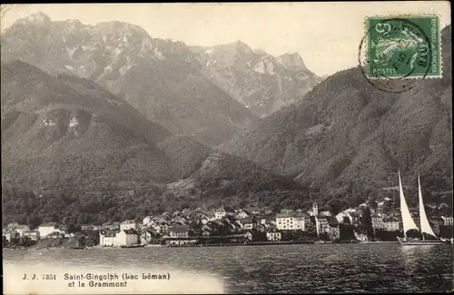 Ak Saint Gingolph Kt. Wallis, Lac Leman, le Grammont