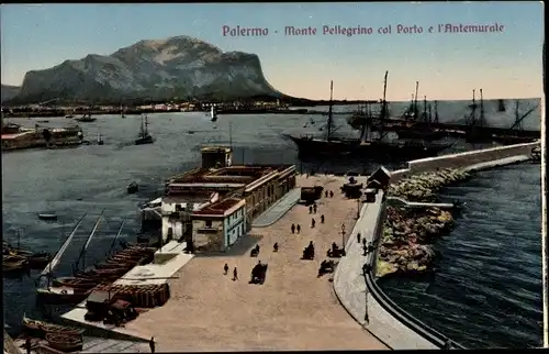Ak Palermo Sicilia, Monte Pellegrino col Porto e l'Antemurale