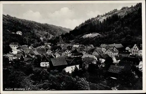 Ak Wirsberg im Frankenwald Bayern, Teilansicht vom Ort, Kirche, Vogelschau, Talpartie