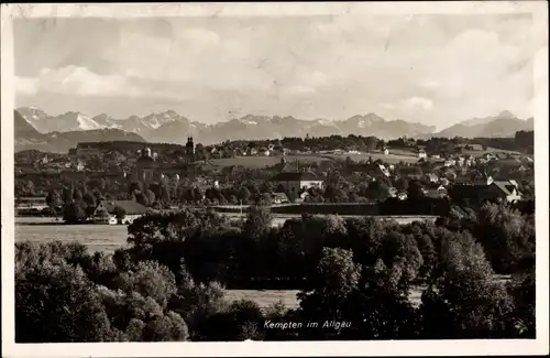 Ak Kempten im Allgäu Schwaben, Gesamtansicht der Stadt, Alpen