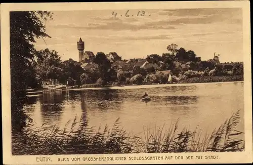 Ak Eutin in Ostholstein, See und Stadt, Wasserturm, Großherzogl. Schlossgarten