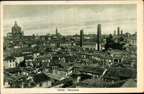 Ak Pavia Lombardia, Panoramablick auf die Stadt