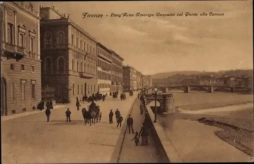 Ak Firenze Florenz Toscana, Lung'Arno Amerigo Vespucci col Ponte alla Carrata