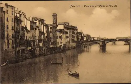Ak Firenze Florenz Toscana, Lungarno al Ponte S. Trinità