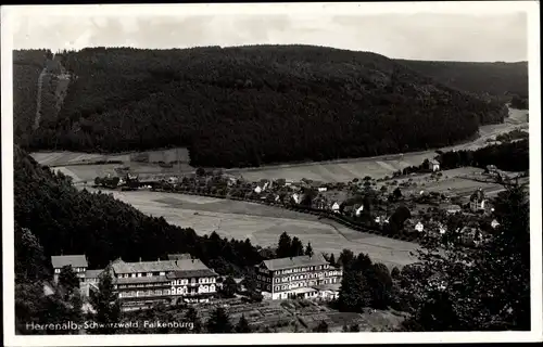 Ak Bad Herrenalb im Schwarzwald, Falkenburg m. Panorama vom Ort