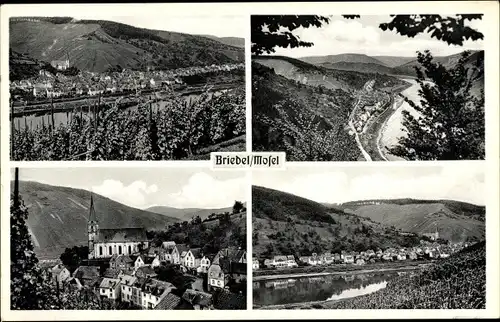 Ak Briebel an der Mosel, Panorama vom Ort, Kirche, Weinberge