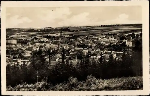 Ak Roßwein in Sachsen, Teilansicht der Stadt, Talblick, Kirche