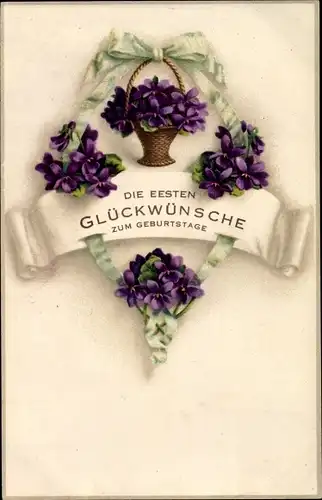 Ak Glückwunsch Geburtstag, Violette Blumen