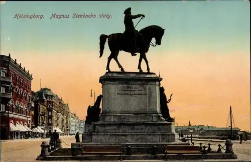 Ak Helsingborg Schweden, Magnus Stenbocks staty, Denkmal