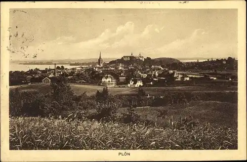 Ak Plön am See Schleswig Holstein, Panorama vom Ort