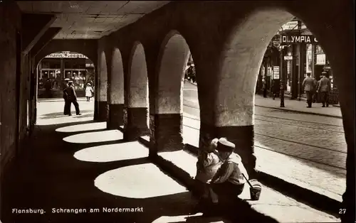 Ak Flensburg in Schleswig Holstein, Schrangen am Nordermarkt