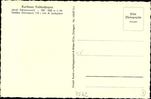 Ak Kaltenbronn Gernsbach im Schwarzwald, Kurhaus Kaltenbronn