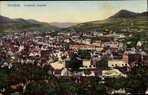 Ak Ebingen Albstadt im Zollernalbkreis, Totalansicht der Stadt, Nordwestseite, Vogelschau