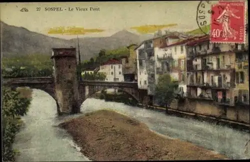 Ak Sospel Alpes Maritimes, Le Vieux Pont