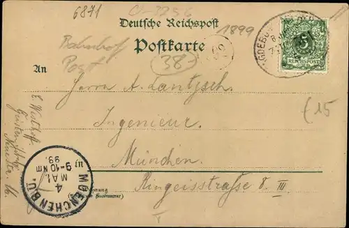 Litho Güsten Sachsen Anhalt, Post, Bahnhof, Kirche, Kapelle, Schule