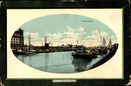 Präge Passepartout Ak Mühlburg Karlsruhe in Baden Württemberg, Rheinhafen