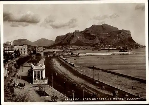 Ak Palermo Sicilia, Foro Umberto I e Monte Pellegrino