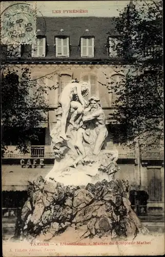 Ak Tarbes Hautes Pyrénées, L'Inondation, Marbre du Sculpteur Mathet