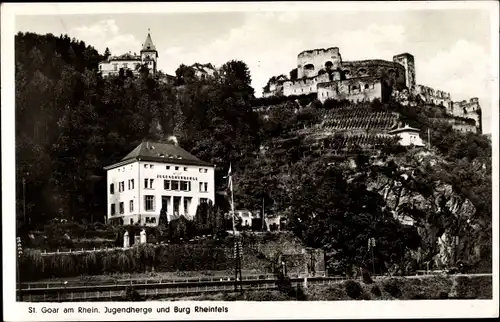 Ak St. Goar im Rhein Hunsrück Kreis, Jugendherberge, Burg Rheinfels