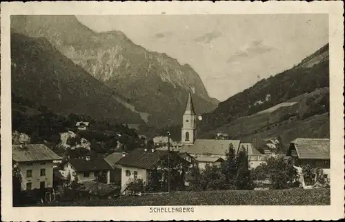 Ak Marktschellenberg im Allgäu, Teilansicht vom Ort, Kirche, Berglandschaft