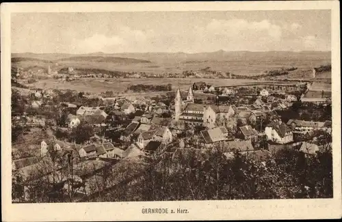 Ak Gernrode Quedlinburg im Harz, Totalansicht vom Ort, Vogelschau, Stiftskirche