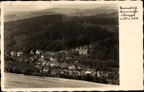 Ak Rechenberg Bienenmühle Erzgebirge, Gesamtansicht vom Ort, Talblick, Wald