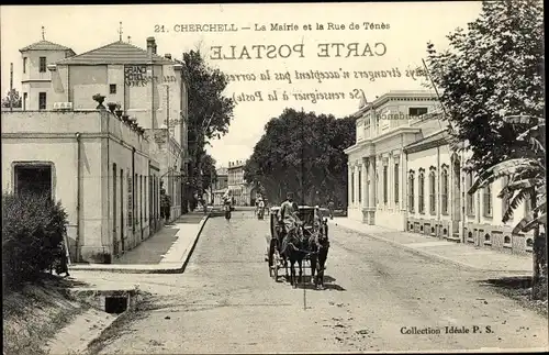 Ak Cherchell Algerien, La Mairie et la Rue de Ténès, Grand Hôtel