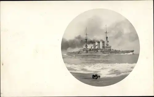 Foto Ak Deutsches Kriegsschiff, SMS Pommern, Kaiserliche Marine