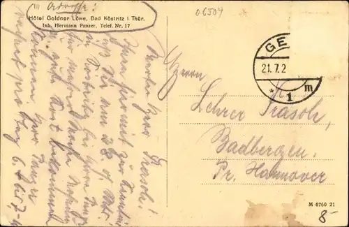 Ak Bad Köstritz in Thüringen, Hotel goldner Löwe