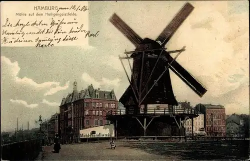 Ak Hamburg Mitte St. Pauli, Windmühle auf dem Heiligengeistfelde