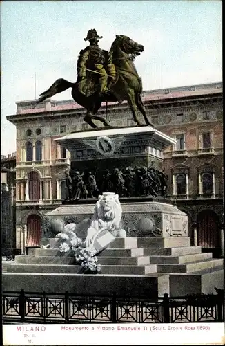 Ak Milano Mailand Lombardia, Monumento a Vittorio Emanuele II.