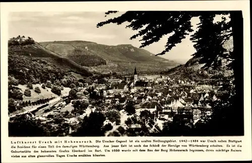 Ak Bad Urach in der Schwäbischen Alb, Gesamtansicht, Burg Hohenurach