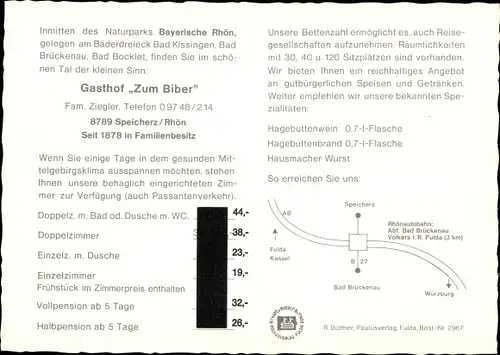 Ak Speicherz Motten in Unterfranken, Gasthof zum Biber