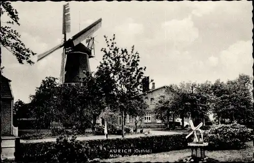Ak Aurich in Ostfriesland, Windmühle an der Egelser Straße
