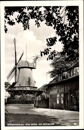Ak Wilhelmshaven in Niedersachsen, Alte Windmühle mit Mühlenhof