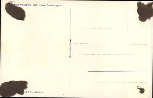 Ak Hohfluh Hasliberg Kt. Bern Schweiz, Wetterhorngruppe