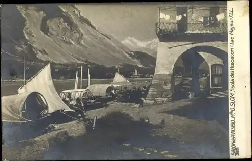 Künstler Ak Slom, O., Isola Pescatori Lago Maggiore Piemonte, Hafen, Salon de Paris 1910