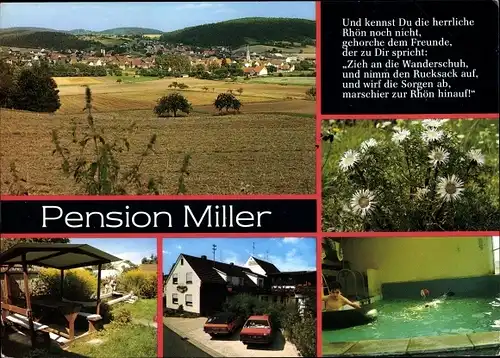 Ak Bastheim, Pension Miller, Spielgasse 14, Panorama