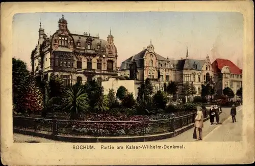 Ak Bochum im Ruhrgebiet, Partie am Kaiser Wilhelm Denkmal