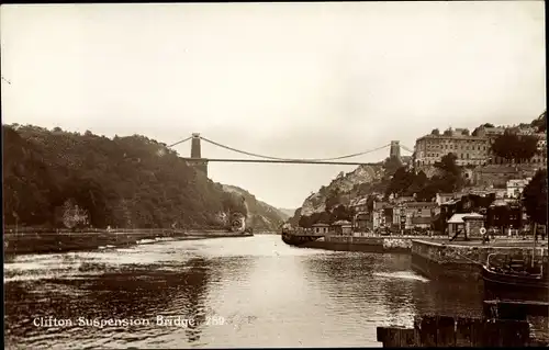 Ak Bristol South West England, Clifton Suspension Bridge, Hängebrücke