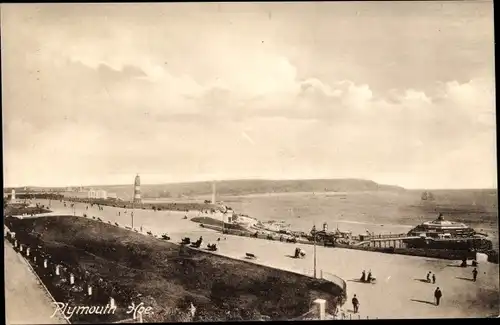 Ak Plymouth South West England, Plymouth Hoe, Leuchtturm, Küste