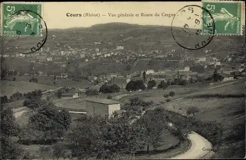 Ak Cours Rhône, Vue générale et Route du Cergne