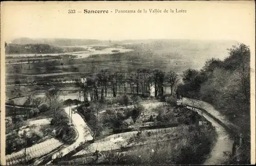 Ak Sancerre Cher, Panorama de la Vallée de la Loire