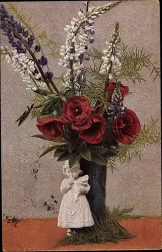 Ak Blumen, Vase, Stillleben