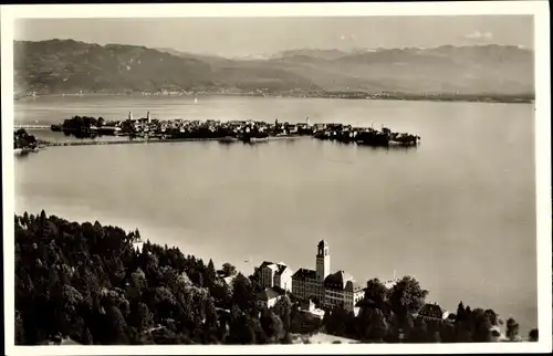 Ak Bad Schachen Lindau am Bodensee Schwaben, Hotel Bad Schachen, Panoramablick