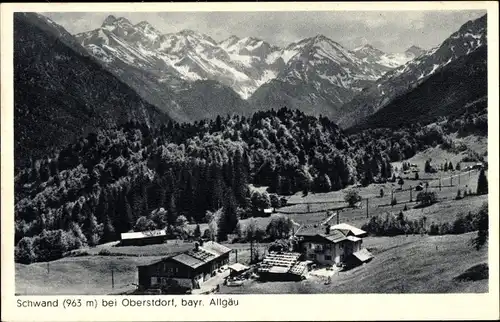 Ak Schwand Oberstdorf im Oberallgäu, Bauernhof, Gebirge